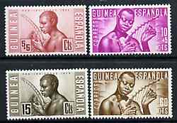 Spanish Guinea 1953 Native Welfare Fund set of 4 Native Musicians, SG 374-77 unmounted mint, stamps on music