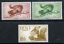 Ifni 1955 Colonial Stamp Day set of 3 Red Squirrels, SG 123-25 unmounted mint*, stamps on squirrels, stamps on animals