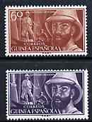 Spanish Guinea 1955 Birth Centenary of Iradier (Explorer) unmounted mint set of 2, SG 395-96, stamps on explorers