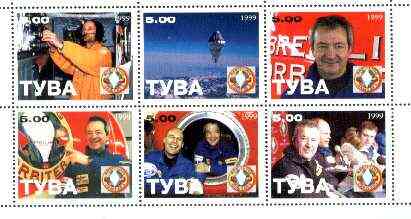 Touva 1999 Balloonists perf sheetlet containing set of 6 unmounted mint, stamps on , stamps on  stamps on balloons, stamps on 