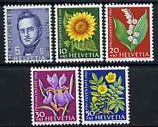 Switzerland 1961 Pro Juventute set of 5 (Flowers & President) unmounted mint SG J187-91*, stamps on , stamps on  stamps on flowers      iris