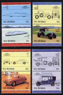 Tuvalu - Nui 1985 Cars #1 (Leaders of the World) set of 8 unmounted mint, stamps on cars    railton    opel     jensen    delaunay