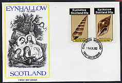 Eynhallow 1982 Shells (Screw Shell) perf set of 2 values (40p & 60p) on cover with first day cancel, stamps on marine-life     shells