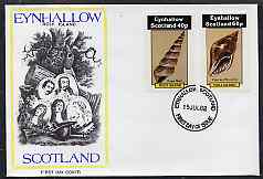 Eynhallow 1982 Shells (Screw Shell) imperf set of 2 values (40p & 60p) on cover with first day cancel, stamps on marine-life     shells