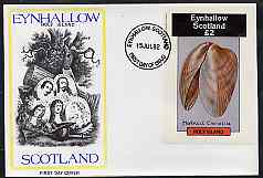 Eynhallow 1982 Shells (Crenella) imperf deluxe sheet (\A32 value) on cover with first day cancel, stamps on marine-life     shells