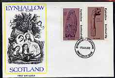 Eynhallow 1982 Viking Antiqueties perf set of 2 (40p Viking Tomb Stone & 60p Figurehead) on cover with first day cancel, stamps on antiques, stamps on ships, stamps on vikings
