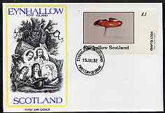 Eynhallow 1982 Fungi (Fly Agaric) imperf souvenir sheet (\A31 value) on cover with first day cancel, stamps on fungi
