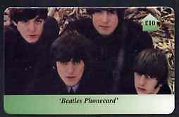 Telephone Card - Beatles £10 phone card #06 showing the 4 viewed from above, stamps on beatles      pops      entertainments    music