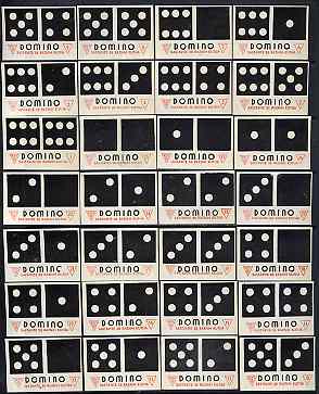Match Box Label - complete set of 28 Dominoes (black & red), superb unused condition (Yugoslavian), stamps on games    pastimes