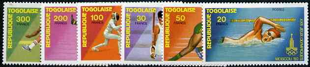 Togo 1980 Moscow Olympic Games perf set of 6 complete, SG 1423-28*, stamps on , stamps on  stamps on sport, stamps on olympics, stamps on swimming, stamps on rings, stamps on gymnastics, stamps on running, stamps on fencing, stamps on hurdles, stamps on pole vault, stamps on  stamps on  gym , stamps on  stamps on gymnastics, stamps on  stamps on 