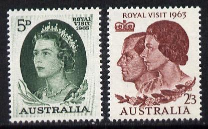Australia 1963 Royal Visit set of 2 unmounted mint, SG 348-49, stamps on royalty, stamps on royal visit