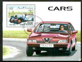 Somalia 1998 Cars perf m/sheet (showing Old & New Alfa Romeo) cto used, stamps on cars, stamps on alfa    