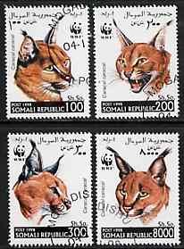 Somalia 1998 WWF - Caracal Lynx perf set of 4 values, cto used*, stamps on animals, stamps on cats, stamps on wwf, stamps on  wwf , stamps on 