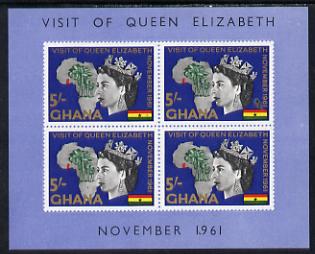 Ghana 1961 Royal Visit imperf m/sheet unmounted mint, SG MS 273a, stamps on maps, stamps on royalty, stamps on royal visit
