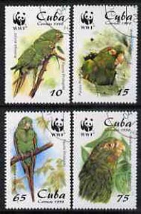 Cuba 1998 WWF - Parrots complete perf set of 4 values, cto used*, stamps on wwf   birds    parrots, stamps on  wwf , stamps on 