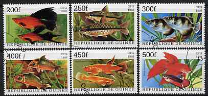 Guinea - Conakry 1998 Fish complete perf set of 6 values, cto used*, stamps on fish