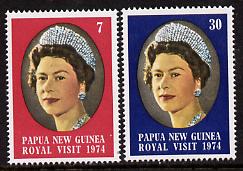 Papua New Guinea 1974 Royal Visit set of 2 unmounted mint, SG 268-69, stamps on , stamps on  stamps on royalty, stamps on royal visit 