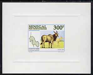 Senegal 1997 Eland 300f from National Park set, deluxe sheet on sunken glossy card, stamps on , stamps on  stamps on animals, stamps on eland, stamps on national parks, stamps on  stamps on parks, stamps on bovine