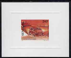 Senegal 1997 Ralley Car 240f from Dakar Rally set, deluxe sheet on sunken glossy card, stamps on cars