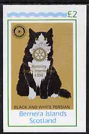 Bernera 1998 Rotary Int opt in gold on 1984 Rotary (Black & White Persian Cat) imperf deluxe sheet (Â£2 value) unmounted mint, stamps on animals  cats  rotary