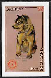 Gairsay 1998 Rotary Int opt in silver on 1984 Rotary - Dogs (Huskie) imperf deluxe sheet (Â£2 value) unmounted mint, stamps on animals  dogs  rotary    husky