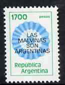 Argentine Republic 1982 Invasion of Falklands opt'd,'Las Malvinas son Argentinas' unmounted mint SG 1741, stamps on battles, stamps on militaria