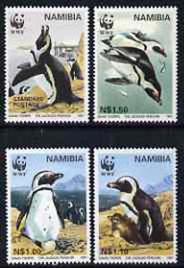 Namibia 1997 WWF - Endangered Species - Penguins set of 4 unmounted mint, SG 713-16*, stamps on birds, stamps on wwf, stamps on penguins, stamps on polar, stamps on  wwf , stamps on 