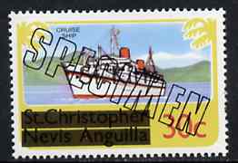 St Kitts 1980 Europa (Liner) 30c from optd def set, additionally optd SPECIMEN, as SG 34A unmounted mint, stamps on ships, stamps on europa