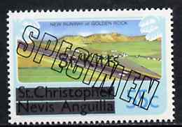 St Kitts 1980 New Runway for Golden Rock Airport 55c from optd def set, additionally optd SPECIMEN, as SG 38A unmounted mint, stamps on aviation      airports