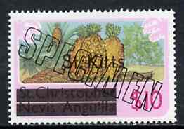 St Kitts 1980 Pineaples & Peanuts $10 from optd def set, additionally optd SPECIMEN unmounted mint, as SG 41A, stamps on pineapples       peanuts     fruit    food    nuts