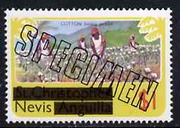 Nevis 1980 Cotton Picking $1 from opt'd def set, additionally opt'd SPECIMEN unmounted mint, as SG 47, stamps on cotton    textiles