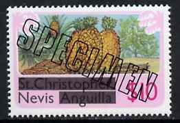 Nevis 1980 Pineaples & Peanuts $10 from optd def set, additionally optd SPECIMEN, as SG 49 unmounted mint, stamps on pineapples       peanuts     fruit    food    nuts