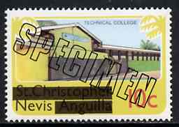 Nevis 1980 Technical College 10c from opt'd def set, additionally opt'd SPECIMEN, as SG 38 unmounted mint, stamps on technology    education