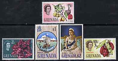Grenada 1967 World Fair, Montreal set of 5 unmounted mint, SG 257-61*, stamps on nutmeg, stamps on cocoa, stamps on royalty, stamps on ships, stamps on flowers, stamps on food