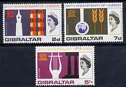 Gibraltar 1966 UNESCO set of 3 unmounted mint, SG 196-98*, stamps on unesco