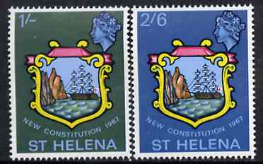 St Helena 1967 New Constitution set of 2 unmounted mint, SG 212-13*, stamps on ships