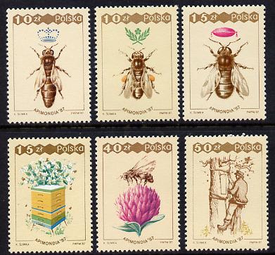 Poland 1987 Bee Keeping set of 6 unmounted mint, SG 3119-24, stamps on insects, stamps on honey, stamps on bees