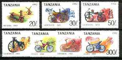 Tanzania 1992 Bicycles of the World set of 7 unmounted mint, SG 1493-99*, stamps on , stamps on  stamps on bicycles    windmills