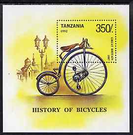 Tanzania 1992 Bicycles of the World m/sheet unmounted mint, SG MS 1500, stamps on bicycles