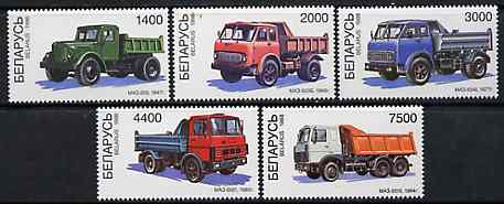 Belarus 1998 Modern Tipper Trucks set of 5 unmounted mint*, stamps on trucks    lorries