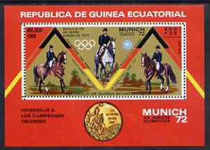 Equatorial Guinea 1972 Munich Olympics (5th series) 3-Day Eventing perf m/sheet unmounted mint, Mi BL 19, stamps on olympics     horses    sport