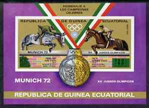 Equatorial Guinea 1972 Munich Olympics (5th series) 3-Day Eventing imperf m/sheet unmounted mint, Mi BL 20, stamps on olympics     horses    sport