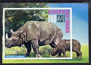 Equatorial Guinea 1976 Asian Animals (Rhino) imperf m/sheet unmounted mint Mi BL 239, stamps on animals     rhino