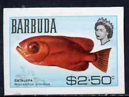 Barbuda 1968 imperf proof $2.50 (Bigeye) from the first QEII def set on ungummed paper, as SG 26 exceptionally rare, stamps on fish