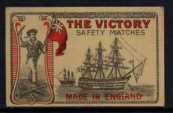 Match Box Labels - The Victory match box label in superb unused condition (Issued about 1915 when the Vulcan Match Co became J Masters & Co Ltd), stamps on ships     nelson
