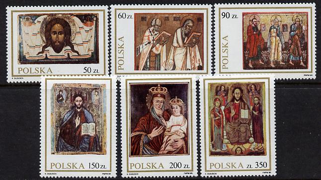 Poland 1989 Icons (1st series) set of 6 unmounted mint, SG 3267-72, stamps on arts  religion