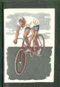 Match Box Labels - Cyclist from a Swedish set produced about 1912, stamps on bicycles
