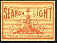 Match Box Labels - Search Light (Lighthouse) made in Wenersborg, Sweden, stamps on , stamps on  stamps on lighthouses