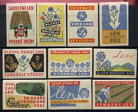 Match Box Labels -  Complete set of 10 Agriculture (Czech Plevel Skodilnu series), stamps on , stamps on  stamps on agriculture    farming