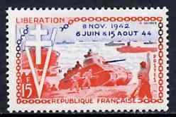 France 1954 Tenth Anniversary of Liberation unmounted mint, SG 1204*, stamps on militaria, stamps on ww2, stamps on tanks, stamps on  ww2 , stamps on 